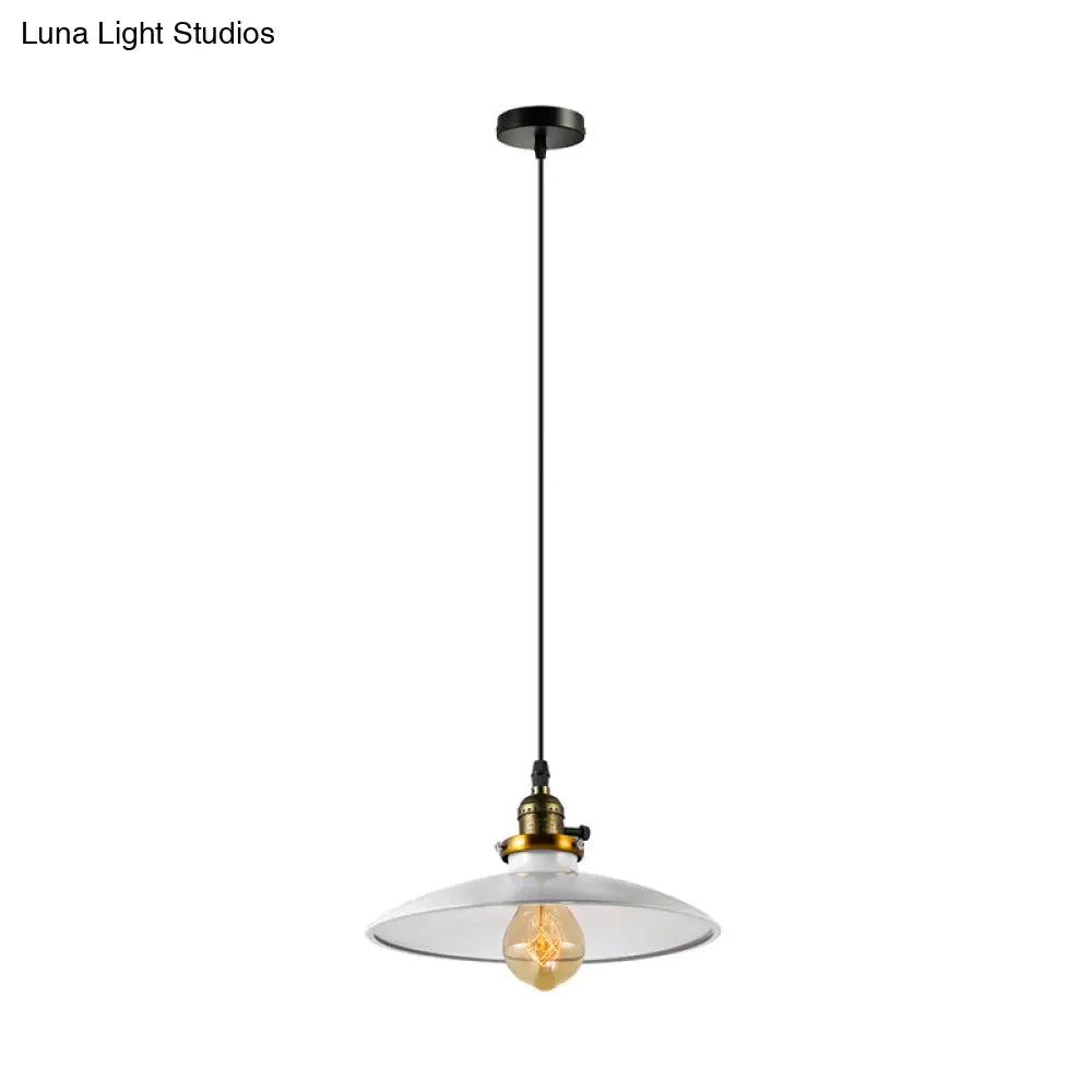 Industrial Style Saucer Metal Pendant Ceiling Light In Black/White For Living Room