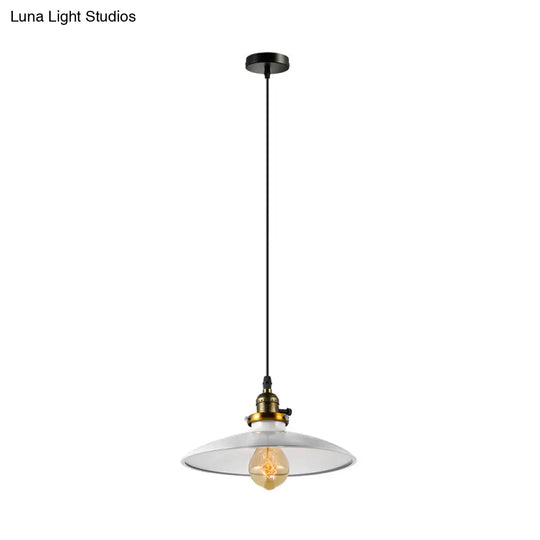 Industrial Style Saucer Metal Pendant Ceiling Light In Black/White For Living Room