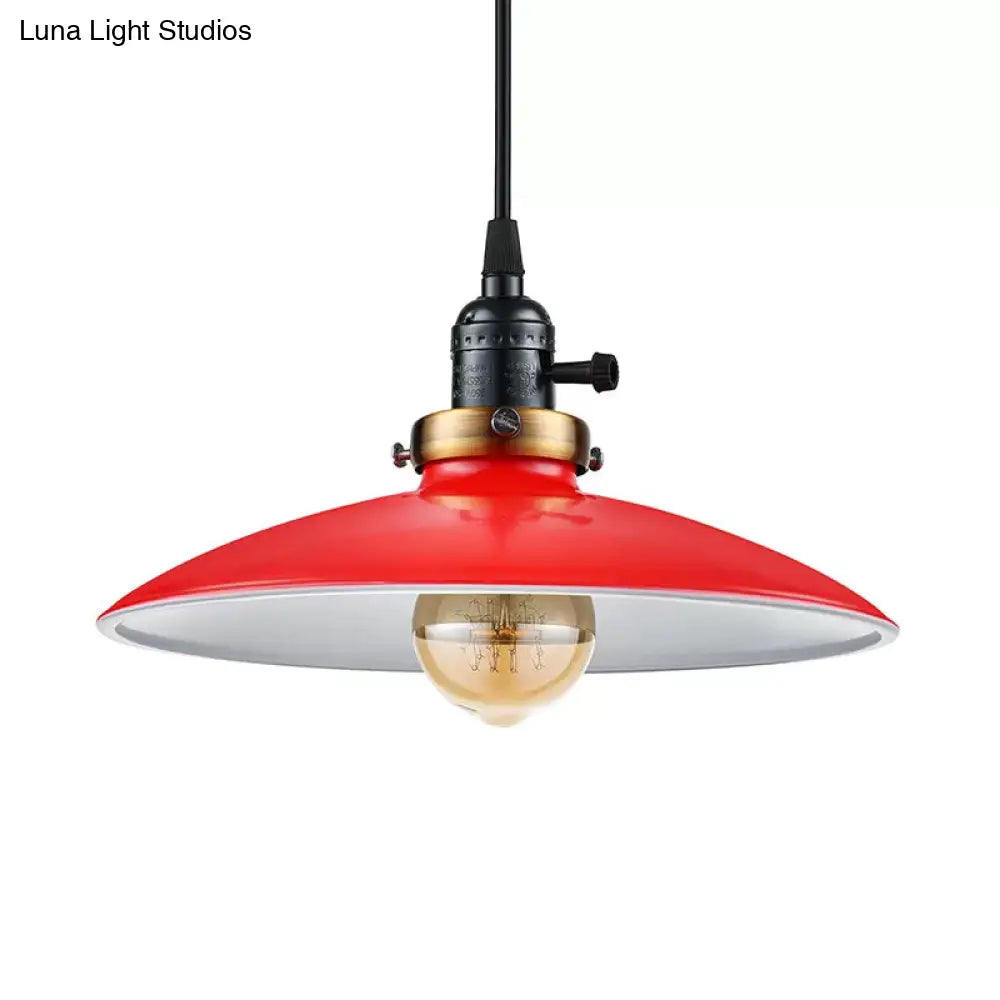 Industrial Style Saucer Metal Pendant Ceiling Light In Black/White - Perfect For Living Room