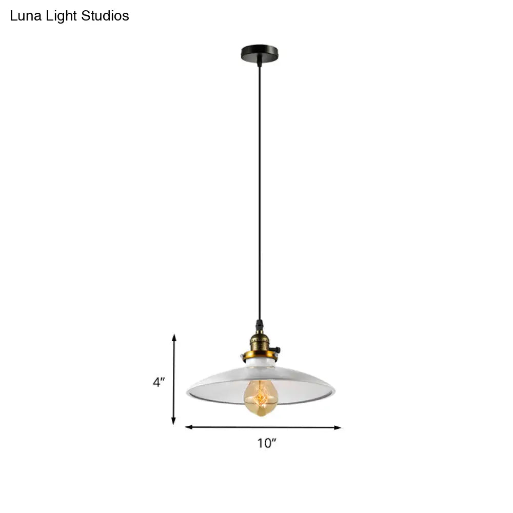 Industrial Style Saucer Metal Pendant Ceiling Light In Black/White - Perfect For Living Room