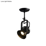 Industrial Style Semi Flush Mount Light Fixture 1-Light Metal Camera Spotlight Mount Lamp In Black