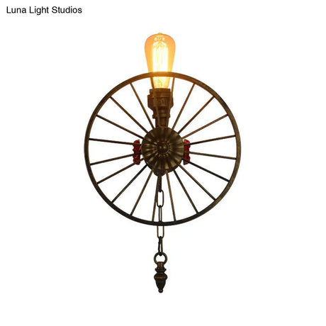 Industrial Style Wall Mount Light - Half Head Bare Bulb Silver/Bronze/Antique Brass Wrought Iron