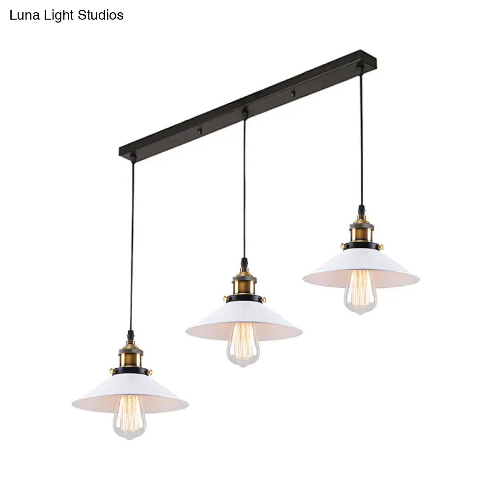 White Industrial Style Metal Pendant Light With 3 Conic Heads - Indoor Hanging Ceiling Fixture