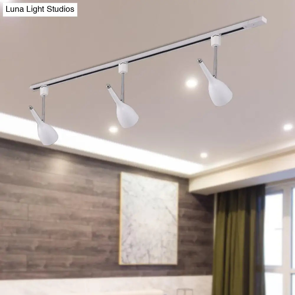 Industrial Stylish Bell Track Light - 3-Light Metallic Rotatable Semi Flush Mount Spotlight For