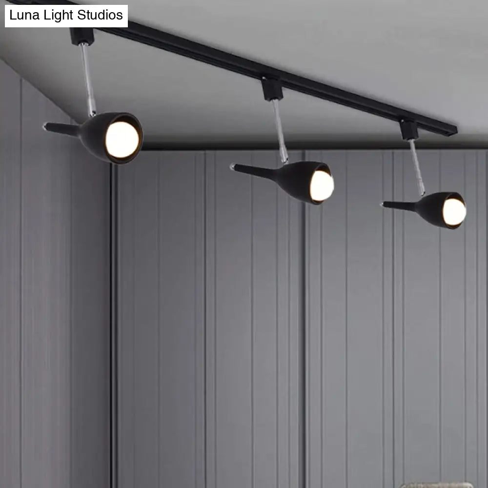 Industrial Stylish Bell Track Light - 3-Light Metallic Rotatable Semi Flush Mount Spotlight For