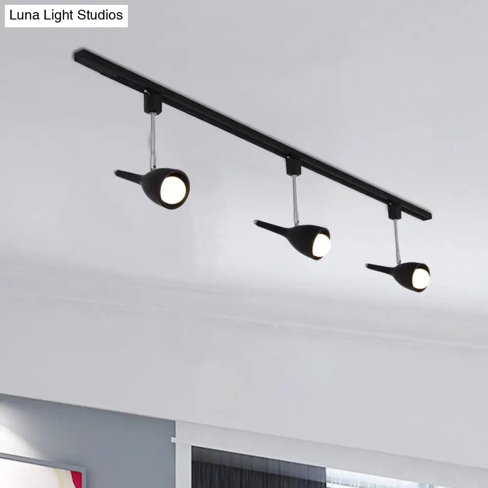 Industrial Stylish Bell Track Light - 3-Light Metallic Rotatable Semi Flush Mount Spotlight For