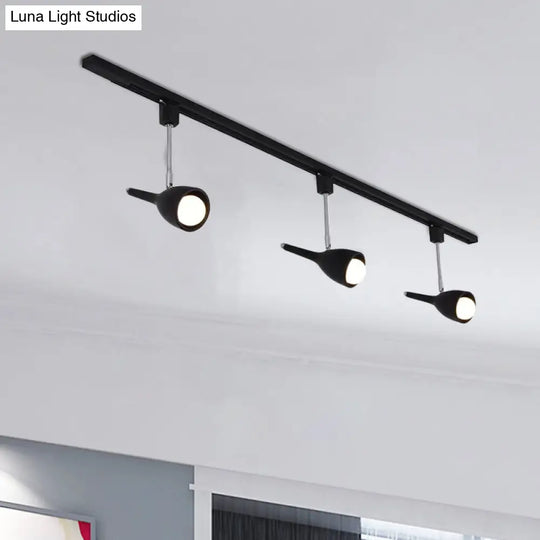 Industrial Stylish Bell Track Light - 3-Light Metallic Rotatable Semi Flush Mount Spotlight For