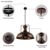 Industrial Stylish Domed Pendant Light In Aged Silver - 13’/16’ Wide Ideal For Dining Room