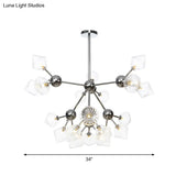Industrial Stylish Glass Diamond Pendant Light Chandelier - 3/9/12 Bulbs Amber/Clear