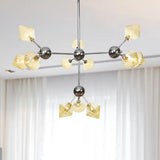Industrial Stylish Glass Diamond Pendant Light Chandelier - 3/9/12 Bulbs Amber/Clear