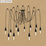 Industrial Swag Hanging Lamp With Exposed Bulb - Black Metal Pendant Light (2/3 Heads)