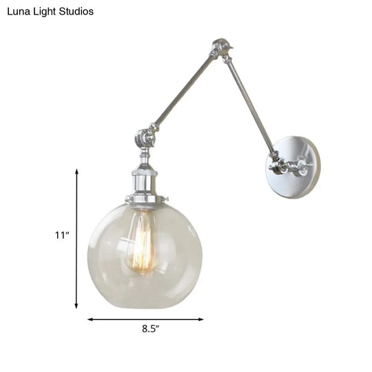 Industrial Swing Arm Wall Sconce With Clear Glass Shade - Dining Room Lighting Fixture