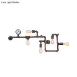 Industrial Twisted Pipe Wall Light Fixture - 5-Head Iron Mount Sconce For Bedroom Black/Bronze