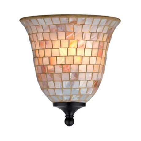 Industrial Vintage Beige Bell Shade Wall Sconce With Mosaic Glass For Corridor Lighting