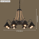 Industrial Vintage Large Chandelier With Rope And Metal Cone Shade - Perfect For Coffee Shop