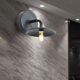 Industrial Vintage Metal Wall Light Fixture - Flat Shade 1-Light Sconce For Bedroom In Black