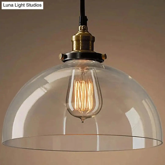 Industrial Wall Lamp With Swivel Glass Shade - Brass-Black Finish For Kitchen And More Clear /