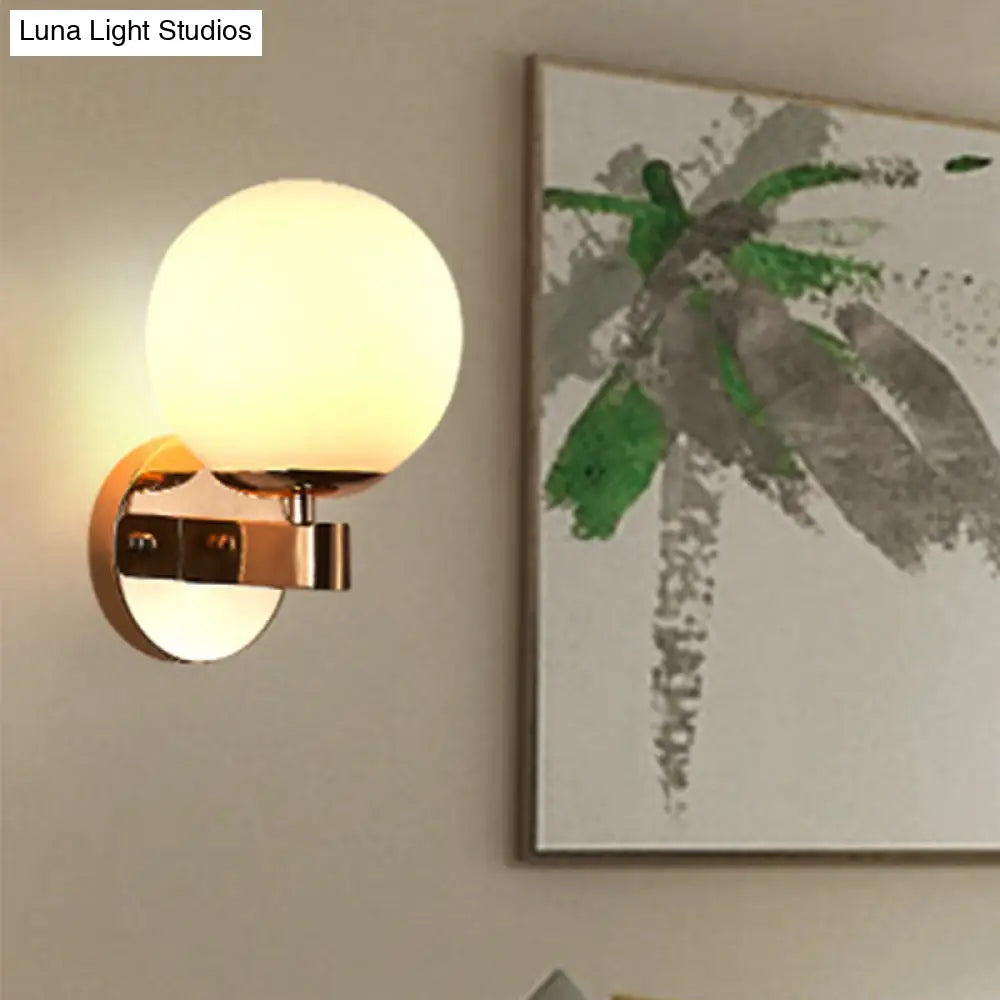 Industrial Wall Sconce With Opal Glass And 1 Light - Chrome/Gold Finish For Bedroom Lighting