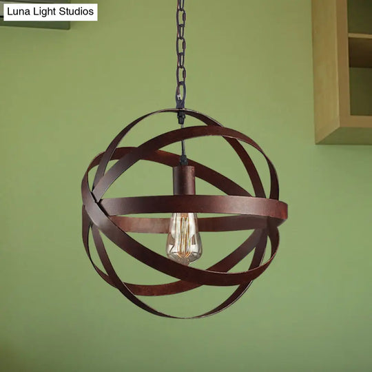 Copper Pendant Light: Weathered Industrial Metal - One Bulb Hanging Lamp For Living Room