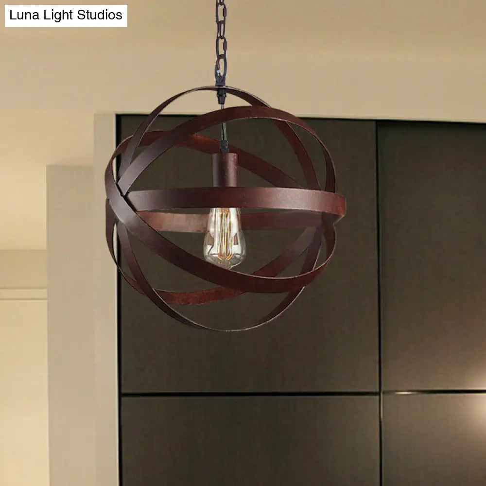 Copper Pendant Light: Weathered Industrial Metal - One Bulb Hanging Lamp For Living Room