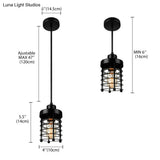 Industrial Wire Cage Pendant Light Fixture In Black & Rust For Dining Room With 1 Bulb