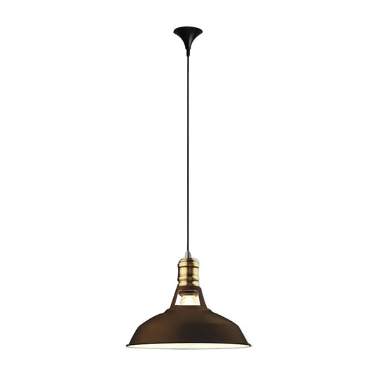 Iron Barn Shaped Industrial Pendulum Light - 1-Bulb Dining Room Pendant Fixture With Vented Socket