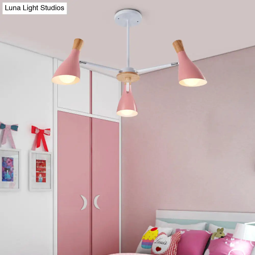 Iron Bias-Cut Bottle Chandelier - Macaron Style Pendant Light For Living Room