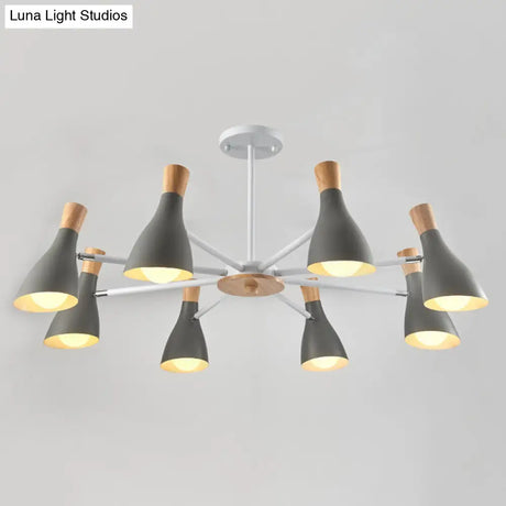 Iron Bias-Cut Bottle Chandelier - Macaron Style Pendant Light For Living Room