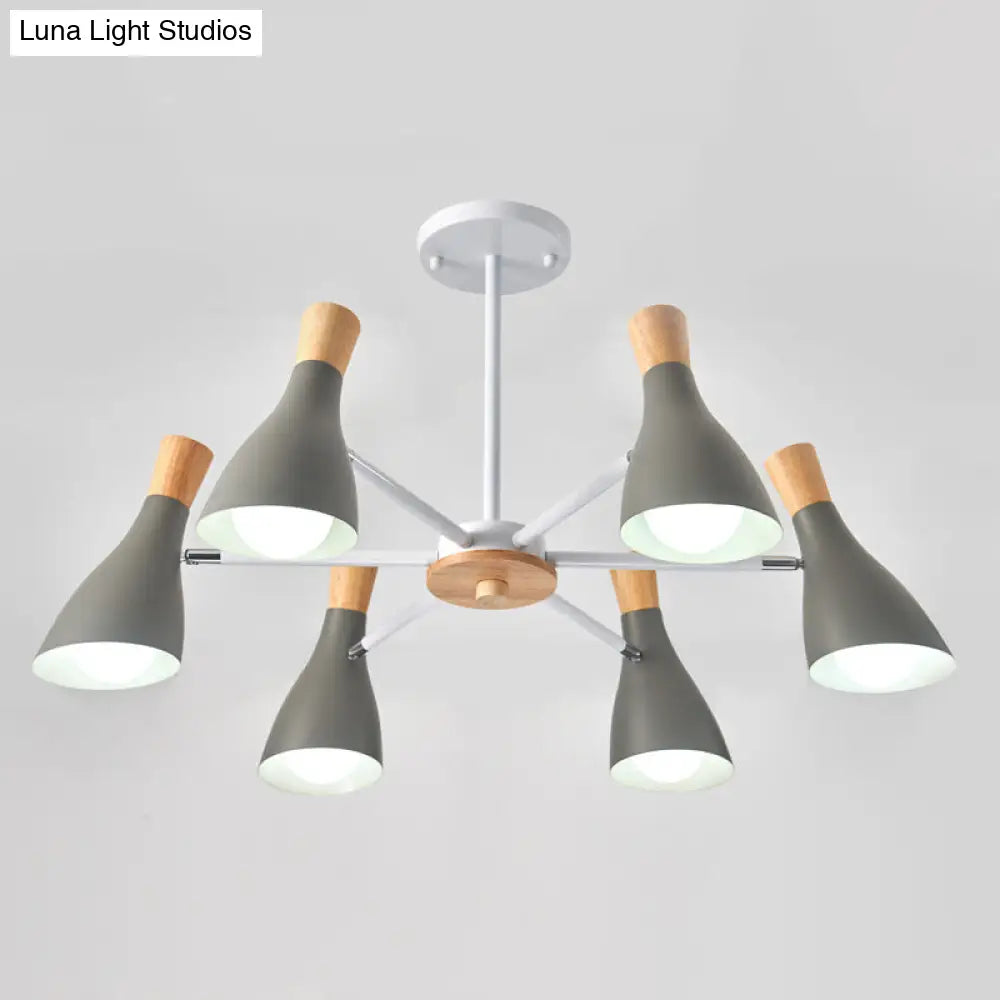 Iron Bias-Cut Bottle Chandelier - Macaron Style Pendant Light For Living Room