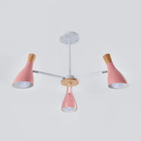 Iron Bias-Cut Bottle Chandelier - Macaron Style Pendant Light For Living Room 3 / Pink