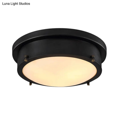 Iron Black Circle Led Flush Mount Light For Corridor - 10’/14’ Warm/White/3 Color Options