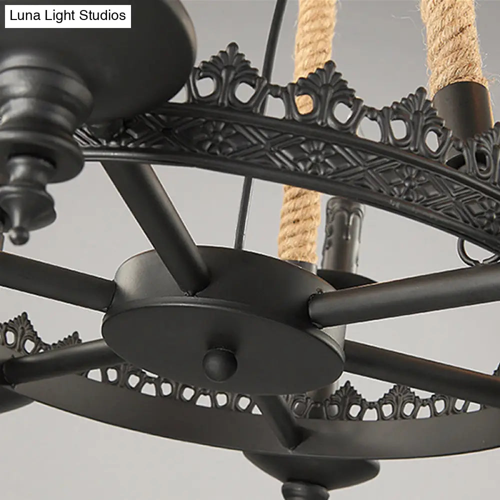 Iron Candle Chandelier Light Fixture - 6/8 Heads Black Dining Room Hanging Ceiling