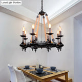 Iron Candle Chandelier Light Fixture - 6/8 Heads Black Dining Room Hanging Ceiling