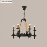 Iron Candle Chandelier Light Fixture - 6/8 Heads Black Dining Room Hanging Ceiling