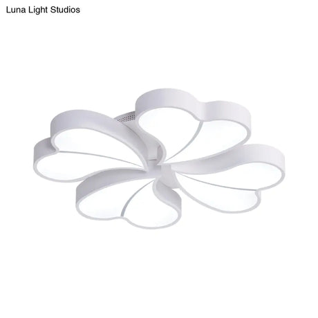 Iron Clover Flush Ceiling Light In Macaron White/Blue/Pink Led Mount With Acrylic Shade - Ideal For
