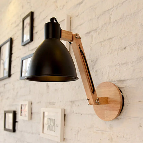 Iron Domed Wall Mounted Lamp: Modern 1 Head Light With Swing Arm And White/Black Finish Black