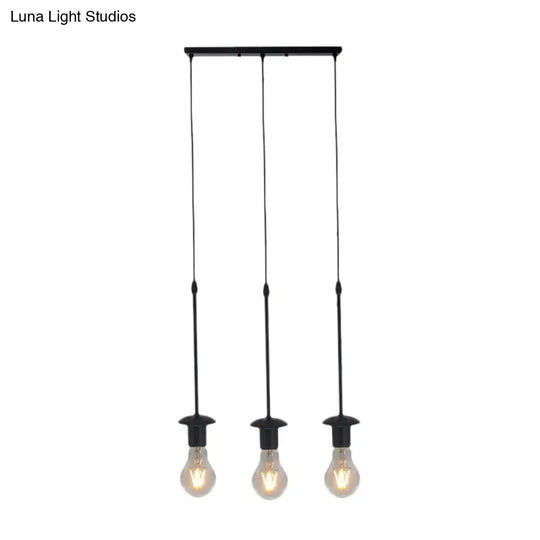 Iron Exposed Bulb Ceiling Light With 5/10 Heads In Black - Perfect For Loft Bistro And More
