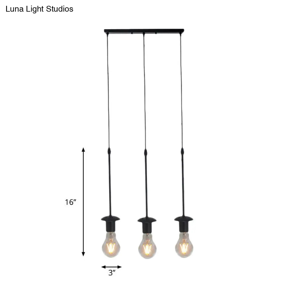 Iron Exposed Bulb Ceiling Light With 5/10 Heads In Black - Perfect For Loft Bistro And More