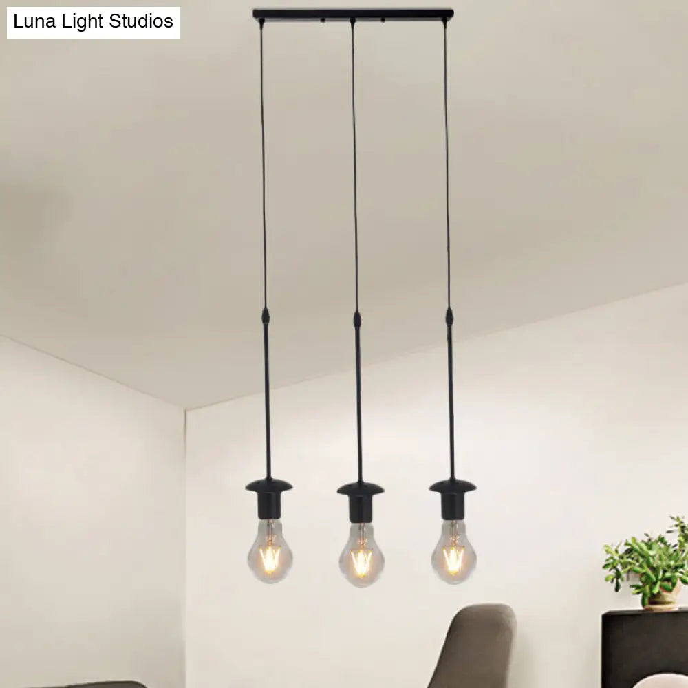 Iron Exposed Bulb Ceiling Light With 5/10 Heads In Black - Perfect For Loft Bistro And More 3 /