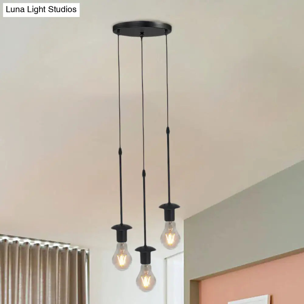 Iron Exposed Bulb Ceiling Light With 5/10 Heads In Black - Perfect For Loft Bistro And More 3 /