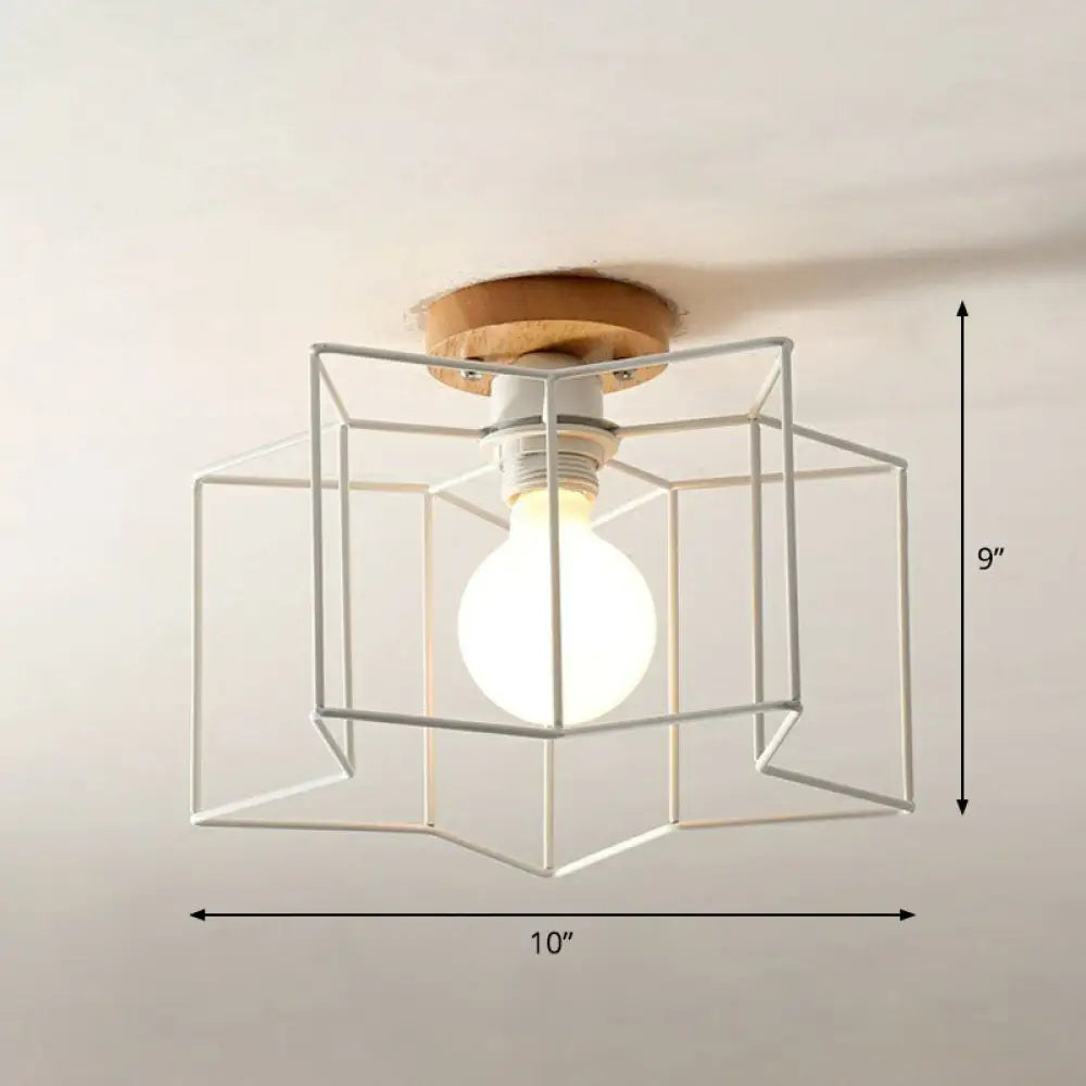 Iron Geometric Semi - Flushmount Ceiling Light For Entryways White / Star