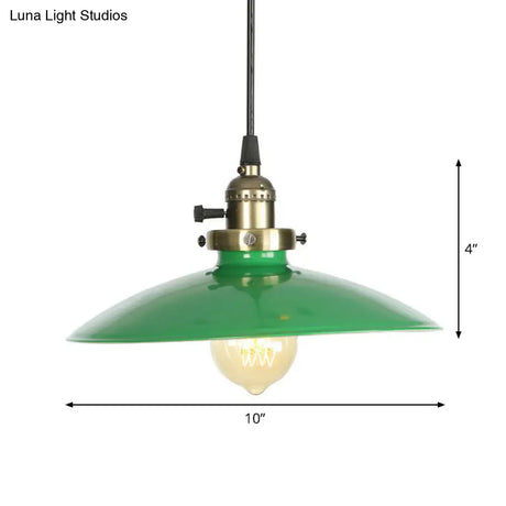 Iron Green Hanging Pendant With 1 Light - Loft Style Suspended Lighting Fixture