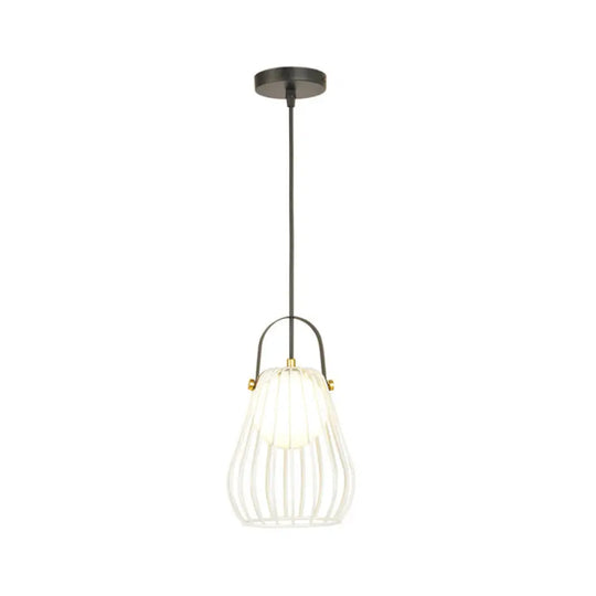 Iron Hanging Pendant Ceiling Light For Bedroom - Industrial Pear Shape White