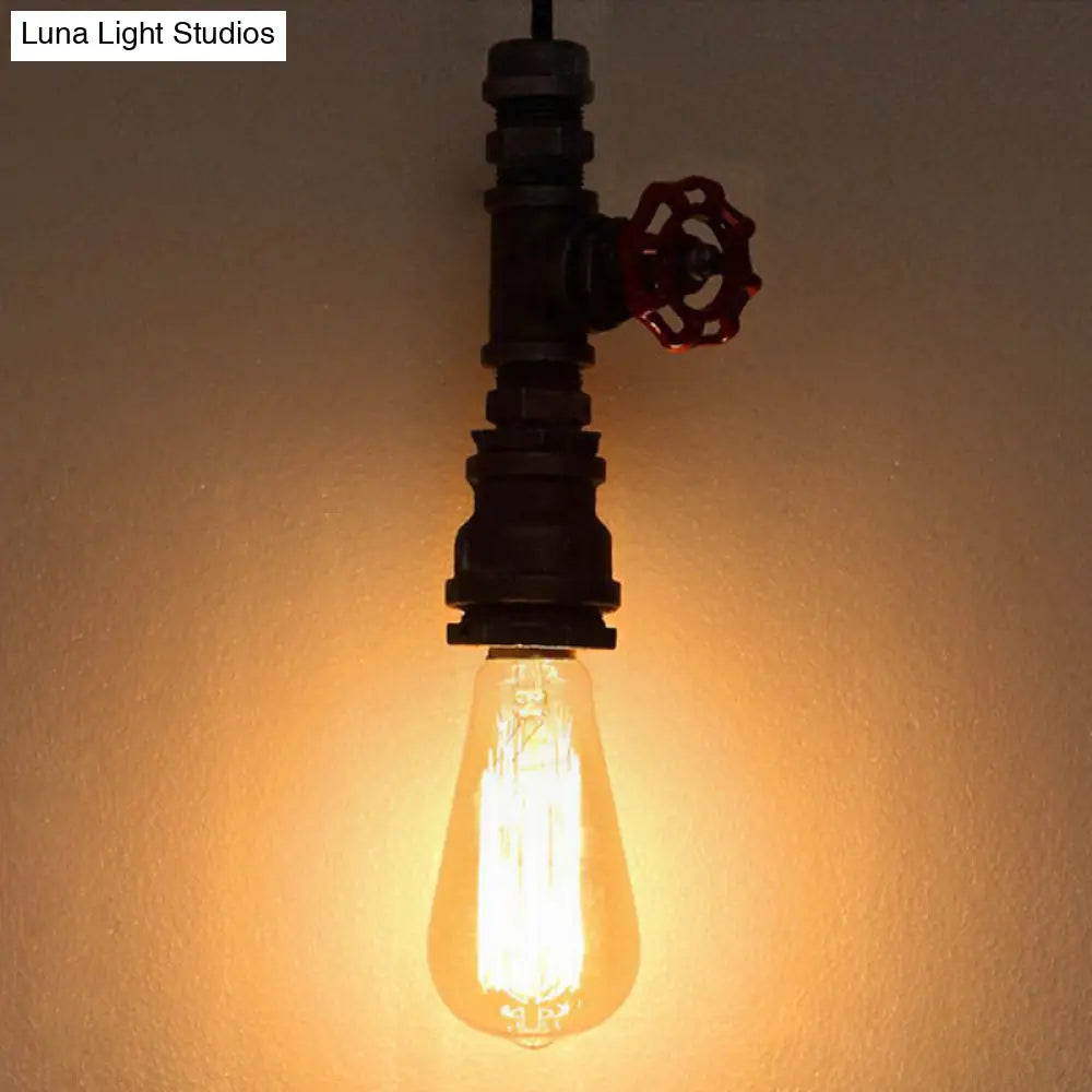 Iron Industrial 1-Light Pendant Ceiling Light With Exposed Bronze Bulb For Restaurant Down Lighting