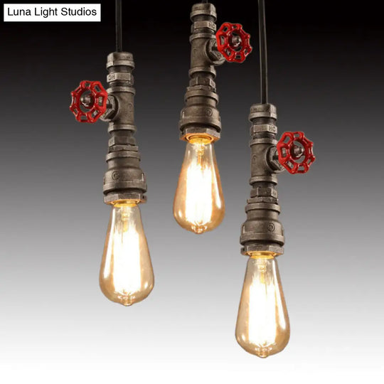 Industrial Iron Exposed Bulb Pendant Ceiling Light - Bronze Finish 1-Light Restaurant Down Lighting
