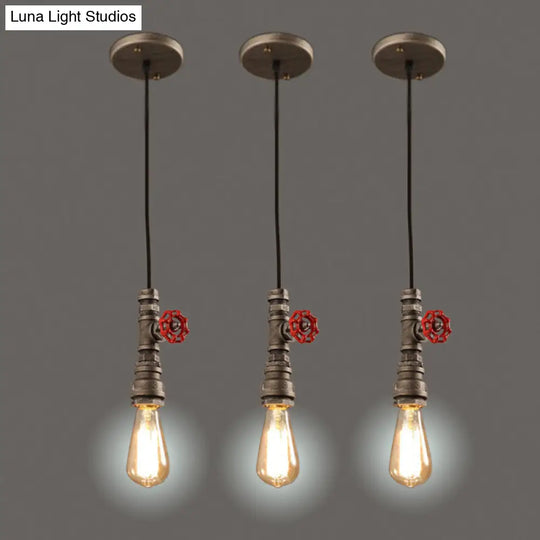 Industrial Iron Exposed Bulb Pendant Ceiling Light - Bronze Finish 1-Light Restaurant Down Lighting