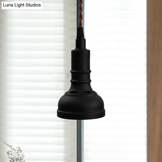 Iron Black Industrial Pendant Light - Torchlight 1-Bulb Suspension Lamp Kit