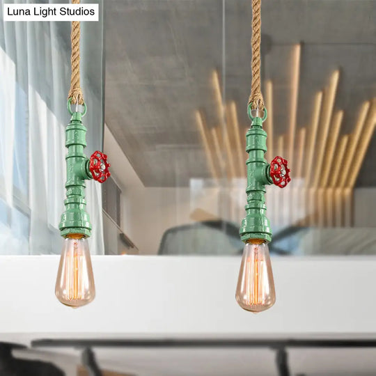 Iron Industrial Pipe Ceiling Light Fixture – Red/Blue Finish 1-Light Stairway Lamp