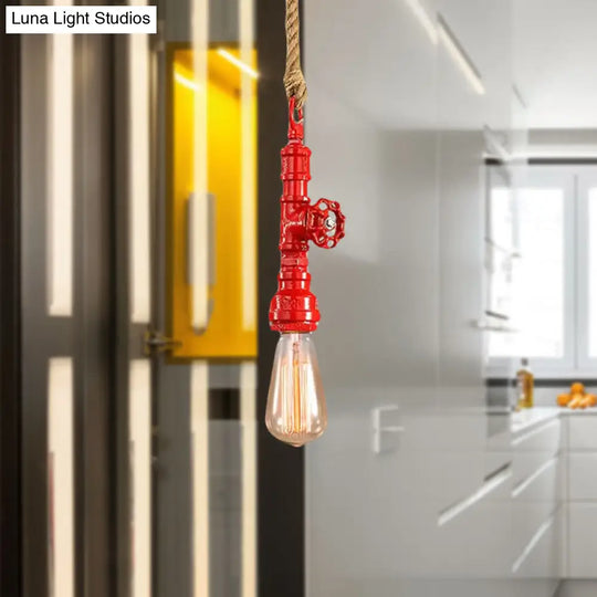 Iron Industrial Pipe Ceiling Light Fixture – Red/Blue Finish 1-Light Stairway Lamp