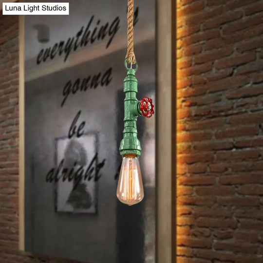 Iron Industrial Pipe Ceiling Light Fixture – Red/Blue Finish 1-Light Stairway Lamp